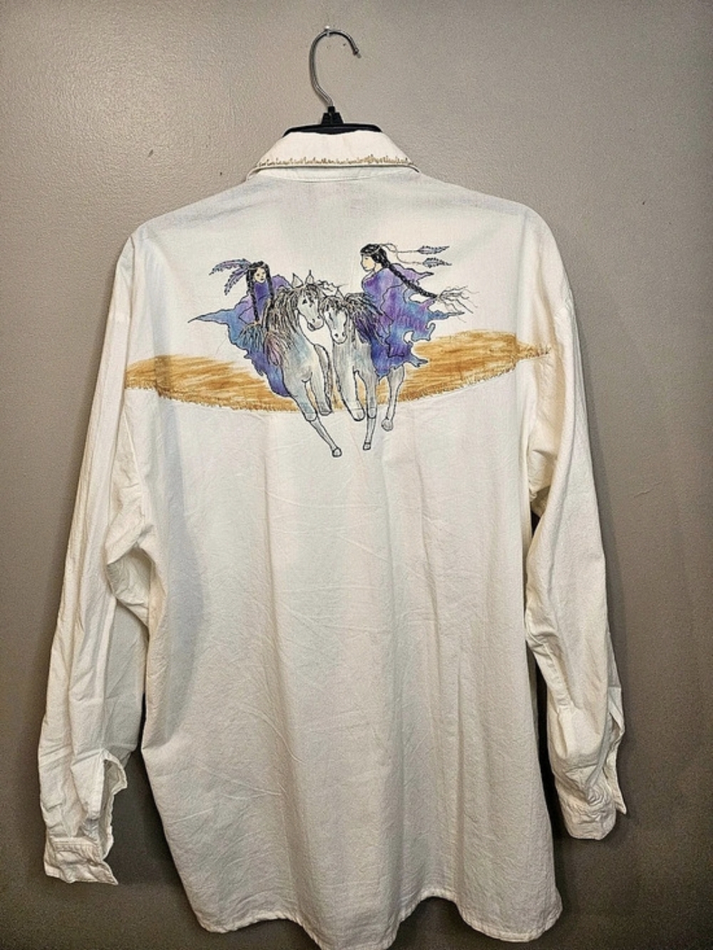 Vintage Sunbelt Cotton Western Shirt Purple Print Size Large